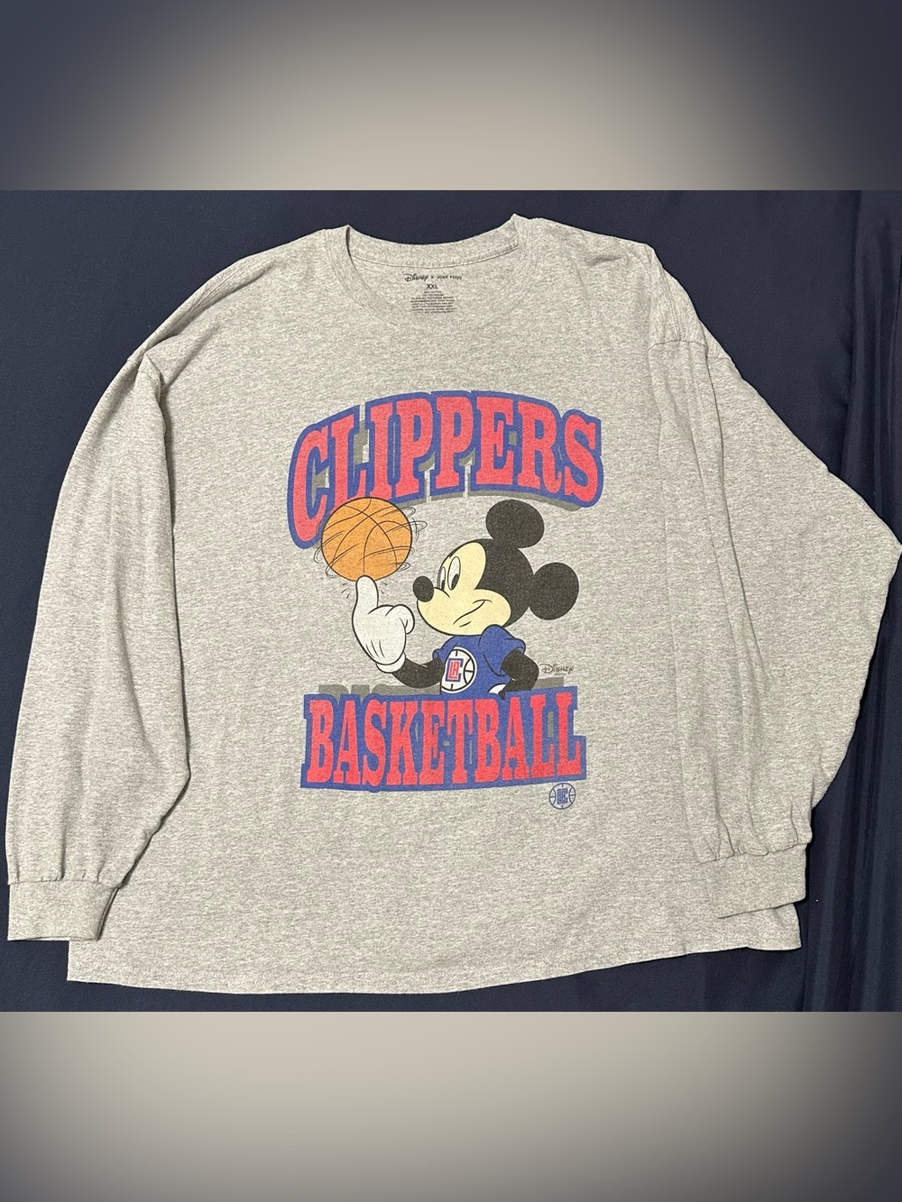 Men’s Mickey Mouse Clippers Long Sleeve - Gray - Size XXL